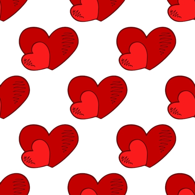 Patrón sin costuras con dibujos de corazón dibujados a mano para tarjetas de felicitación y telas de papel de embalaje de impresión decorativa