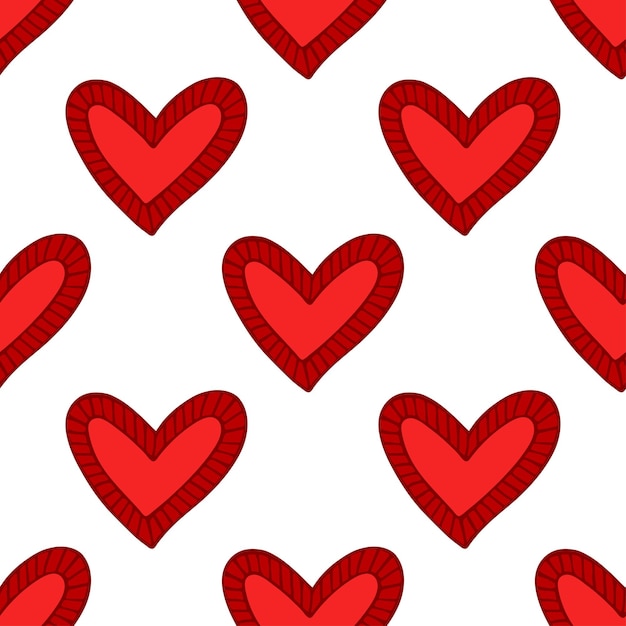Patrón sin costuras con dibujos de corazón dibujados a mano para tarjetas de felicitación y telas de papel de embalaje de impresión decorativa