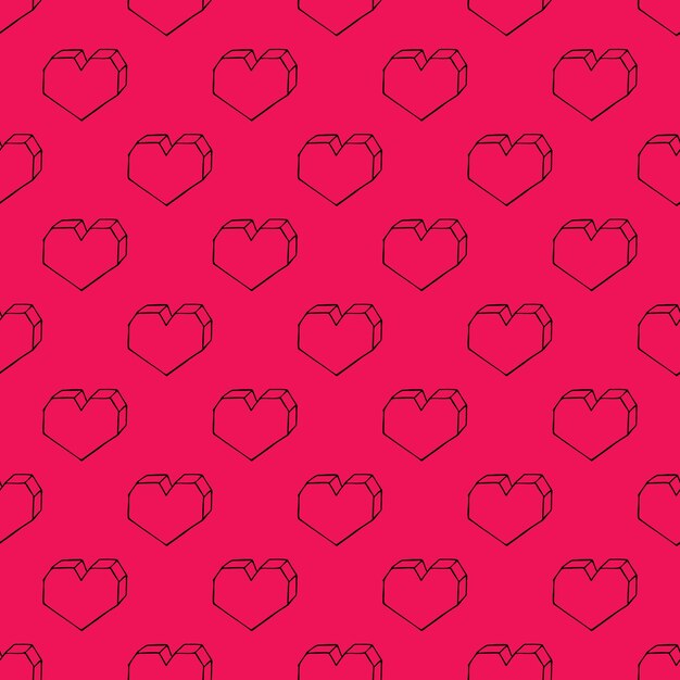 Patrón sin costuras con dibujos de corazón dibujados a mano para tarjetas de felicitación y telas de papel de embalaje de impresión decorativa