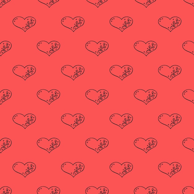 Patrón sin costuras con dibujos de corazón dibujados a mano para tarjetas de felicitación y telas de papel de embalaje de impresión decorativa