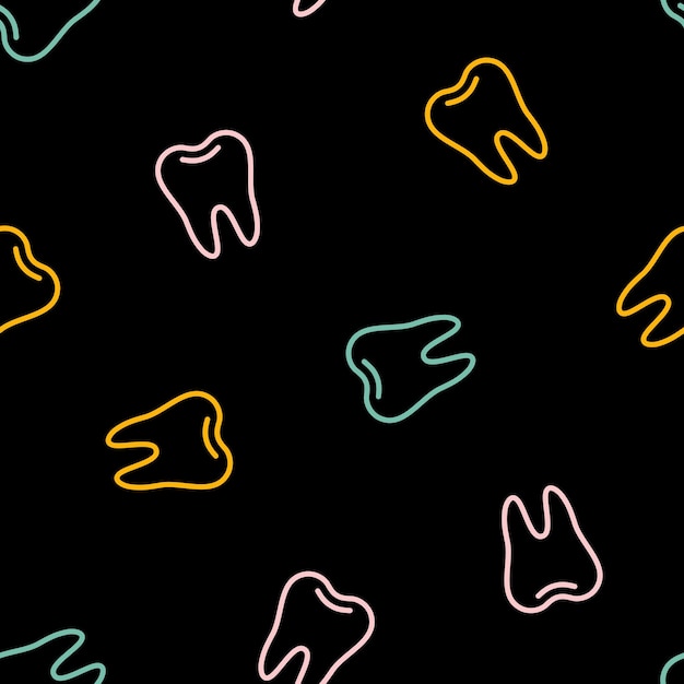 Patrón sin costuras con dientes de contorno de colores