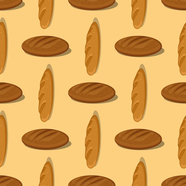 Patrón sin costuras con diferentes panes y productos horneados caseros baguette Fondo de productos de panadería para libros de cocina, menú de restaurante, carteles, impresiones, papel de regalo