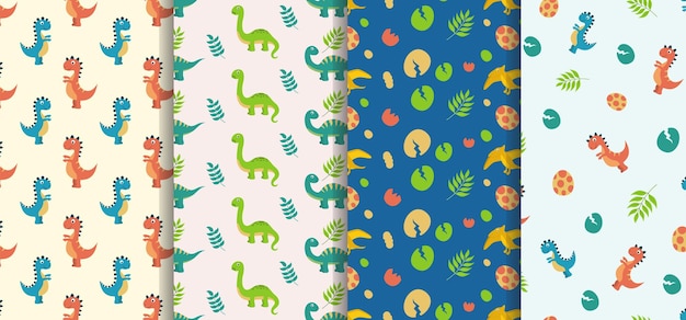 Patrón sin costuras de dinosaurio vector premium
