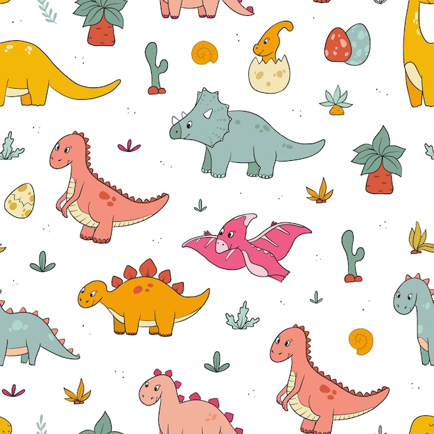 Patrón sin costuras de dinosaurios para impresiones de guardería papel tapiz de papel de envoltura fondos