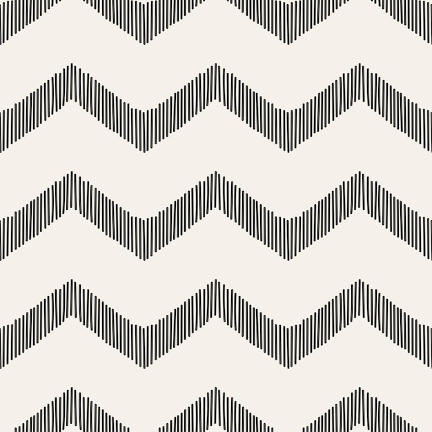 Patrón sin costuras con diseño de chevron dibujado a mano Impresión moderna de ikat con rayas negras