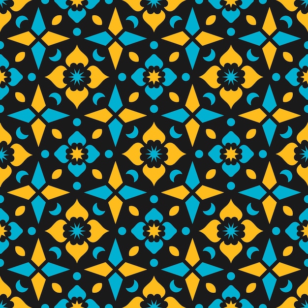 Patrón sin costuras con diseño floral abstracto amarillo y azul