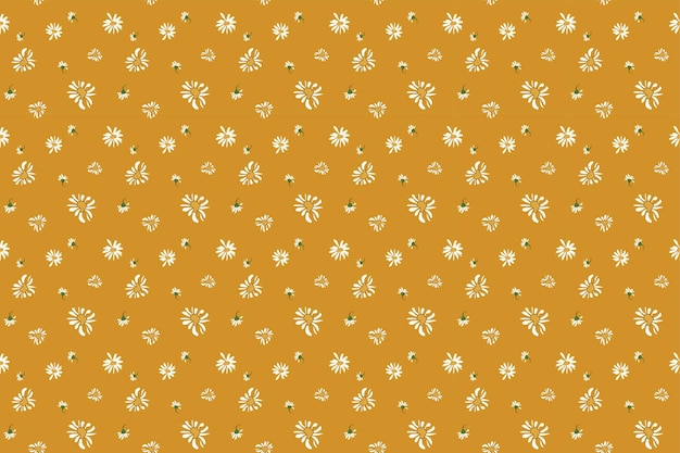 Un patrón sin costuras de diseño vectorial de flores de margarita de primavera dibujado a mano de la tela de flores de margherita de primavera