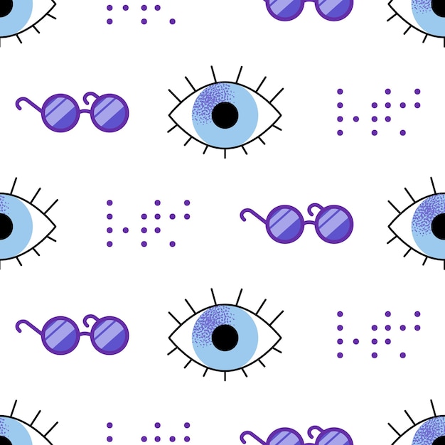 Vector patrón sin costuras diversos ojos lenguaje de señas braille