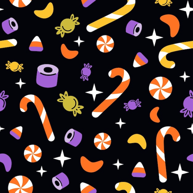 El patrón sin costuras de los dulces de Halloween