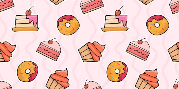 patrón sin costuras con dulces Imprime con pasteles vector patrón sin costura dibujo con helado patrón dulce fondo para helado papel tapiz para una pastelería
