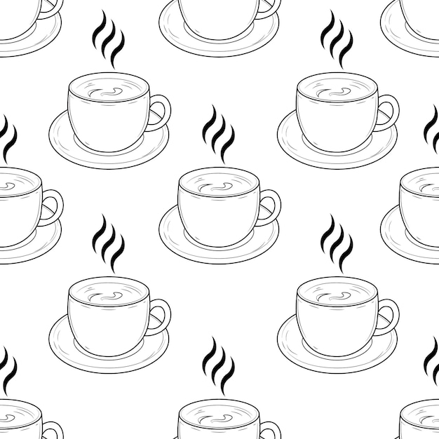 Patrón sin costuras con dulces tazas sobre un fondo blanco Patrón de té o café
