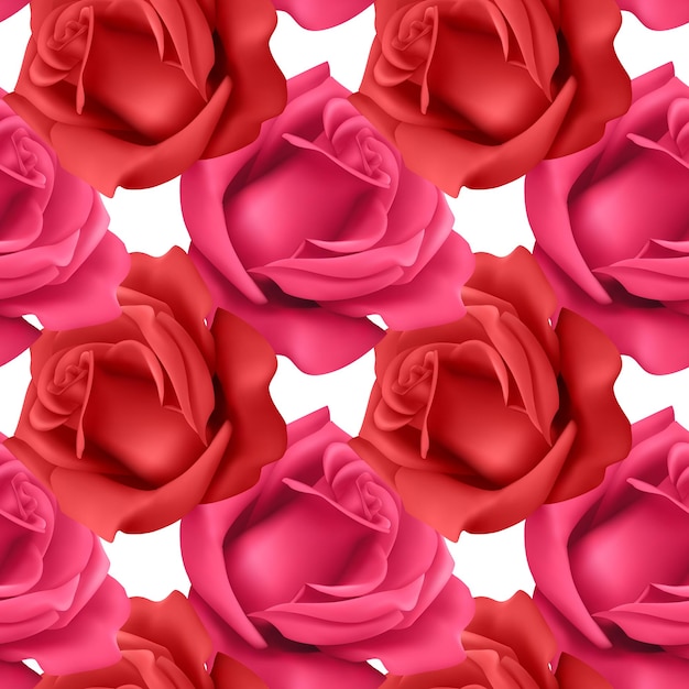 Patrón sin costuras e interminable con rosas rojas, se puede utilizar en la industria alimentaria para papeles pintados, papel de regalo, tarjetas de boda. ilustración vectorial