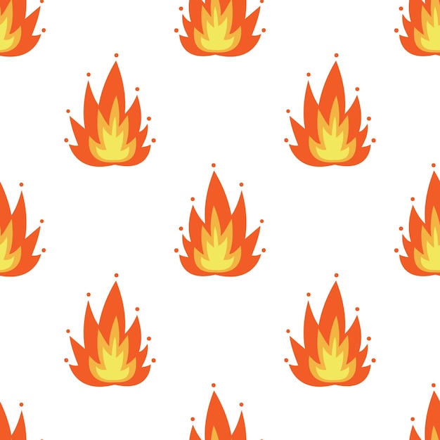 Patrón sin costuras con efecto de fuego de dibujos animados