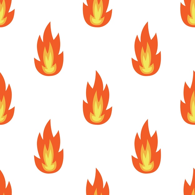 Patrón sin costuras con efecto de fuego de dibujos animados
