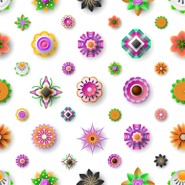 Patrón sin costuras Elementos abstractos Flor diferente Planta Botánica Vector Diseño Estilo Fondo