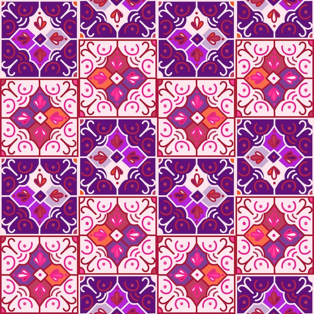 Patrón sin costuras con elementos decorativos de mosaico azulejo vintage fondo de pantalla ornamental geométrico abstracto