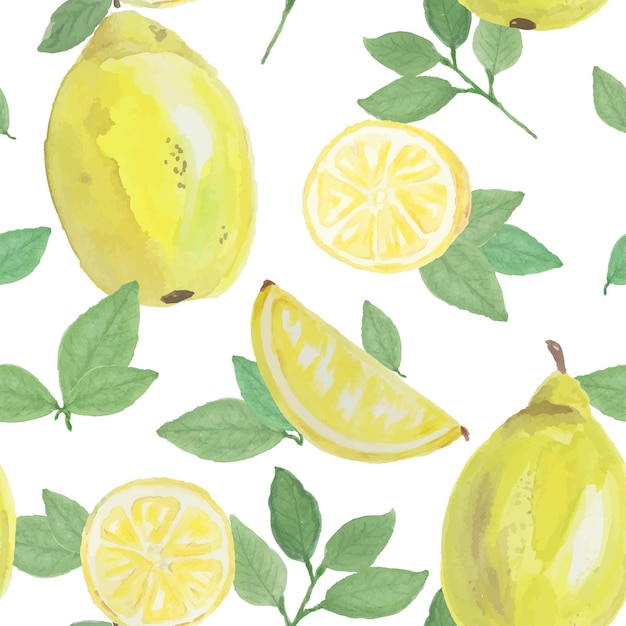 Patrón sin costuras con elementos dibujados a mano Patrón de frutas con limones