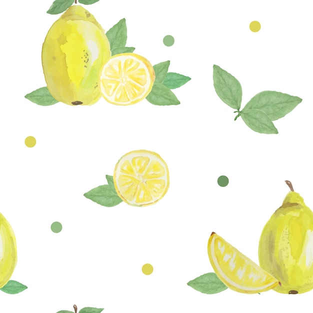 Patrón sin costuras con elementos dibujados a mano Patrón de frutas con limones