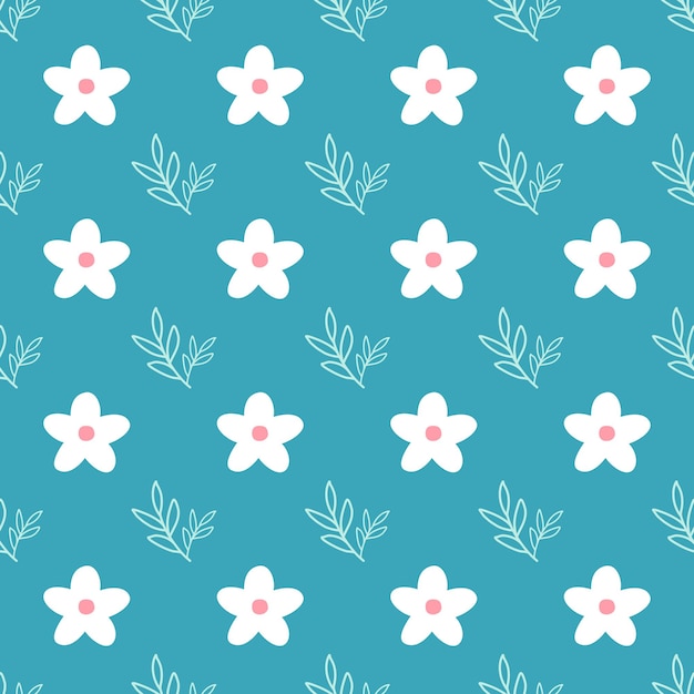 Patrón sin costuras de elementos florales abstractos sobre un fondo azul