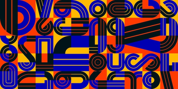 Patrón sin costuras con elementos geométricos vectorial diseño de moda colorida tipografía partes azulejos fondo composición abstracta