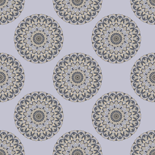 Patrón sin costuras con elementos redondos de mandala Fondo decorativo de motivos de estilo étnico