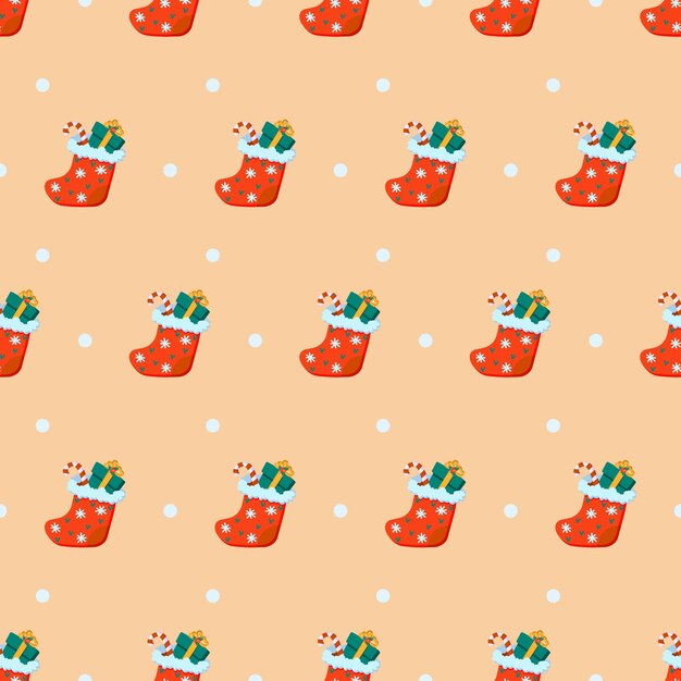 Patrón sin costuras con elementos tradicionales planos de Navidad y año nuevo Ilustración vectorial Fondos de pantalla y papel de regalo