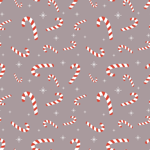 Patrón sin costuras para embalaje de Navidad y Año Nuevo Ilustración vectorial Fondo sin costuras con lindos iconos de celebración de piruleta para diseño