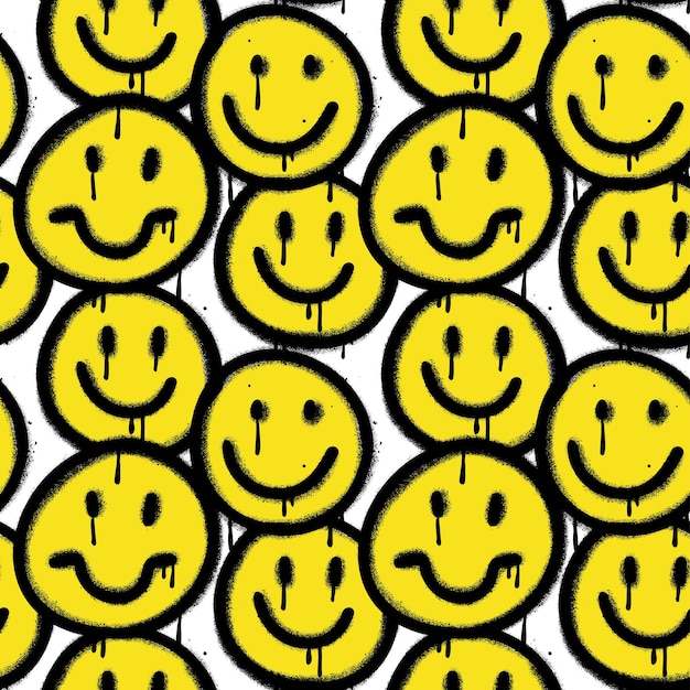 Vector patrón sin costuras con emoji de sonrisa fondo de pantalla único sin fin de moda con elemento de diseño de emoticono amarillo