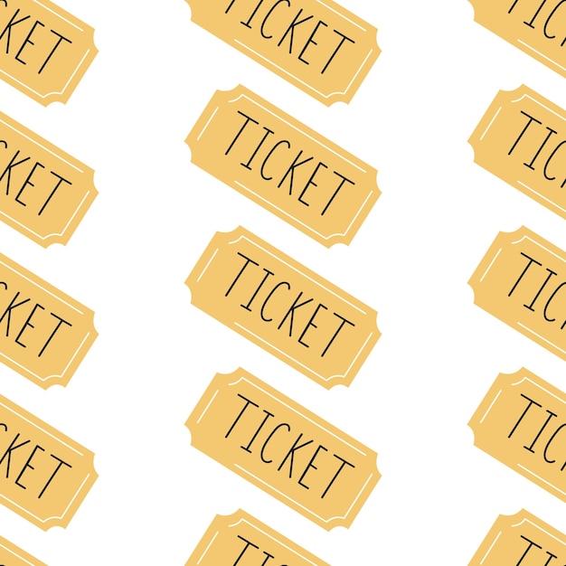Un patrón sin costuras con entradas de cine planas amarillas una impresión colorida con cupones