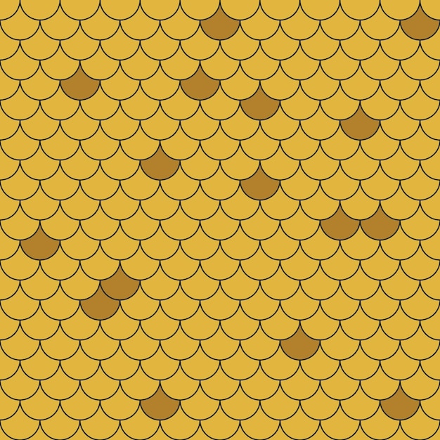 Patrón sin costuras de escamas de pescado. Fondo geométrico repetitivo en colores dorados.
