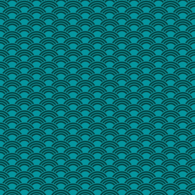 patrón sin costuras en estilo chino fondo asiático turquesa o azul azul con ondas o escamas