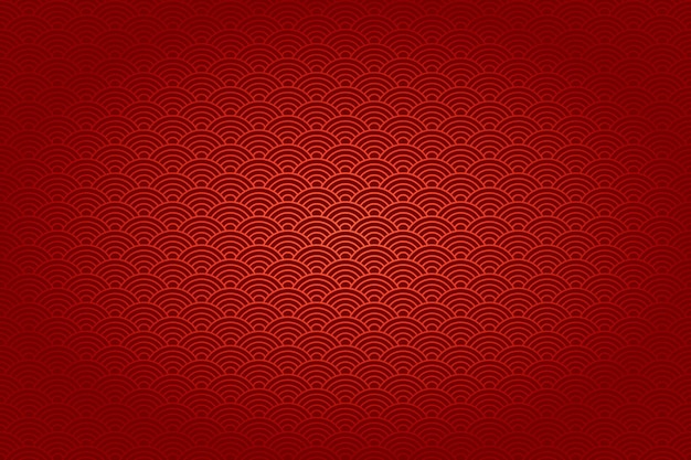 Patrón sin costuras en estilo chino Fondo oriental rojo con olas