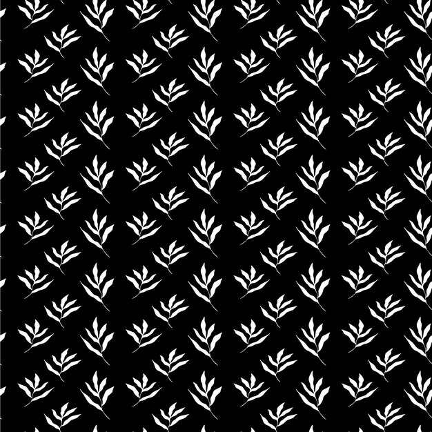 Patrón sin costuras en estilo escandinavo Hojas blancas sobre un fondo negro Diseño minimalista y moderno para la impresión de papel de tela ilustración vectorial ilustración vectorial dibujada a mano