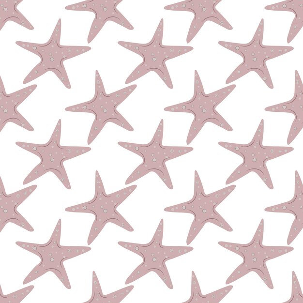 Vector patrón sin costuras de estrella de mar en color perla patrón de estrella de mar moderno y de moda para papel de embalaje