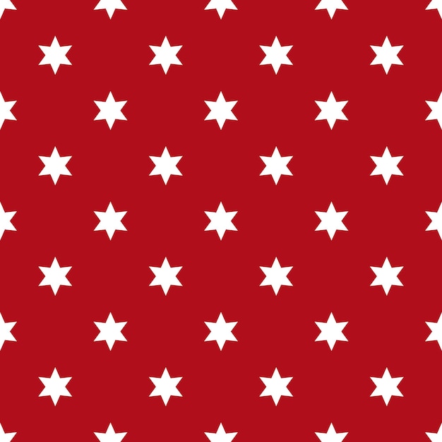 Patrón sin costuras de estrellas blancas sobre un fondo rojo