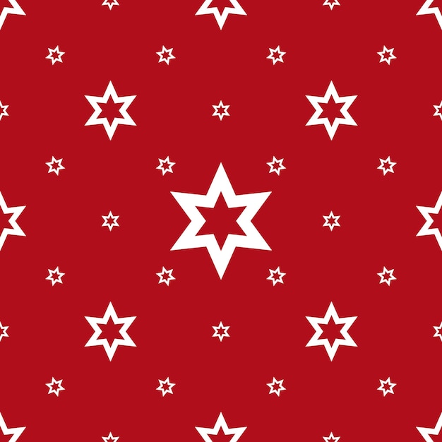 Patrón sin costuras de estrellas blancas sobre un fondo rojo