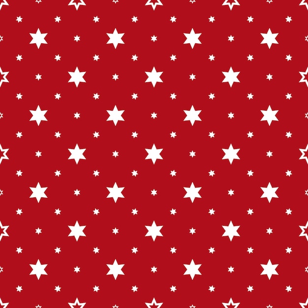Patrón sin costuras de estrellas blancas sobre un fondo rojo