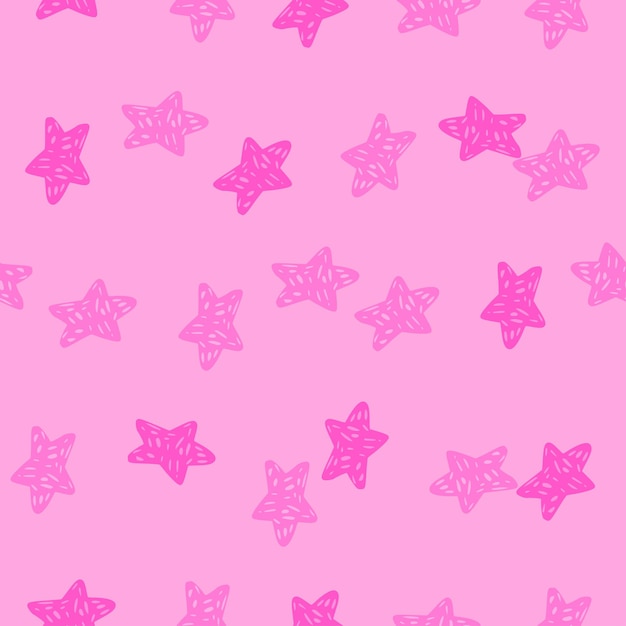 Patrón sin costuras de estrellas. Celebración de fondo dibujada a mano. Textura repetida en estilo garabato para tela, papel de envolver, papel tapiz, tejido. ilustración vectorial