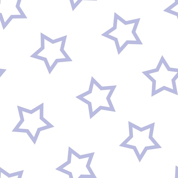 Patrón sin costuras con estrellas de contorno púrpura