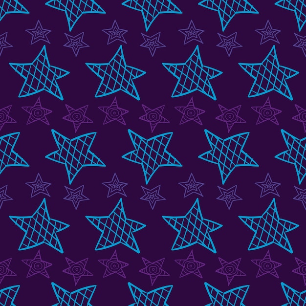 Un patrón sin costuras de estrellas dibujadas a mano telón de fondo repetitivo abstracto