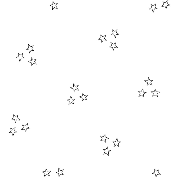 Patrón sin costuras con estrellas negras dibujadas a mano