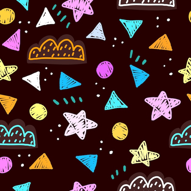 Patrón sin costuras con estrellas de nubes de dibujos animados