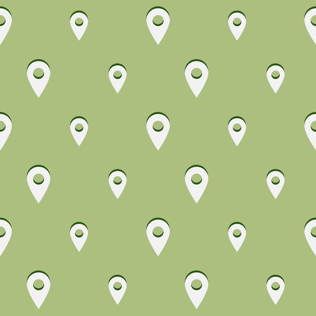 Patrón sin costuras con etiquetas blancas de símbolo en el mapa sobre un fondo verde claro Simétrico simple