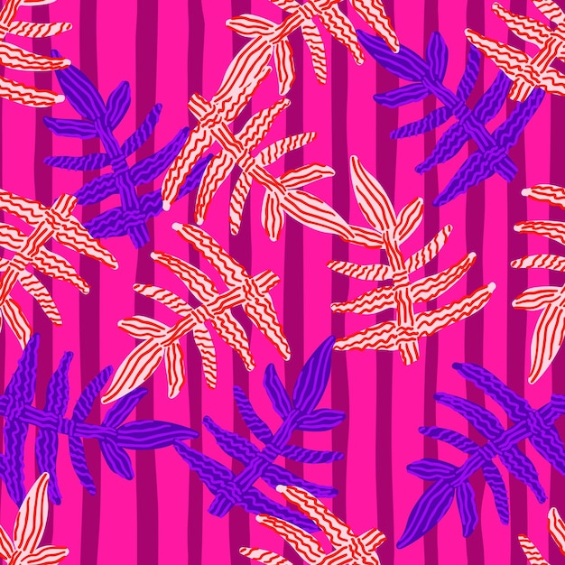 Patrón sin costuras con extrañas hojas tropicales Plantas de hojas contemporáneas Fondo de pantalla sin fin Fondo floral abstracto