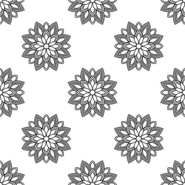 Patrón sin costuras de fantasía con mandala ornamental. Fondo de flor de garabato redondo abstracto. fantasía