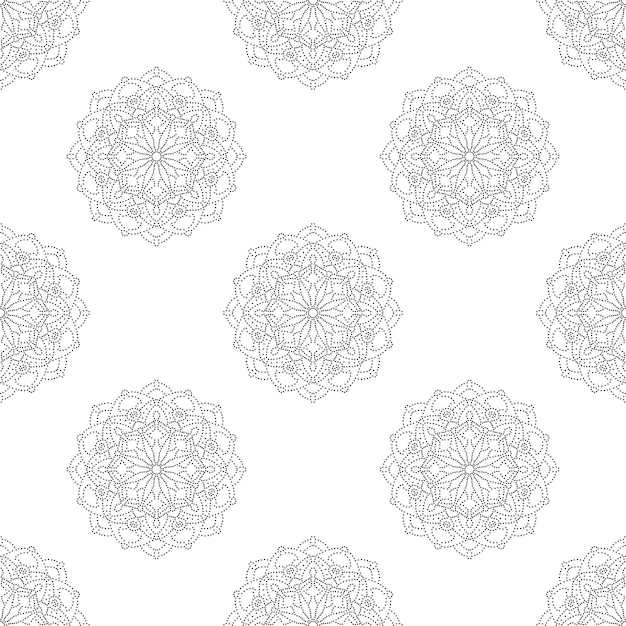 Patrón sin costuras de fantasía con mandala ornamental. Fondo de flor de garabato redondo abstracto