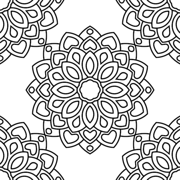 Patrón sin costuras de fantasía con mandala ornamental. Fondo de flor de garabato redondo abstracto.