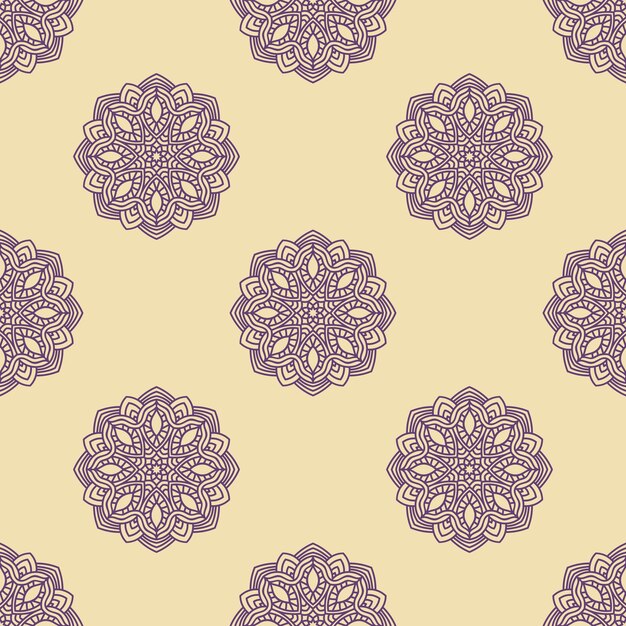 Patrón sin costuras de fantasía con mandala ornamental. Fondo de flor de garabato redondo abstracto.