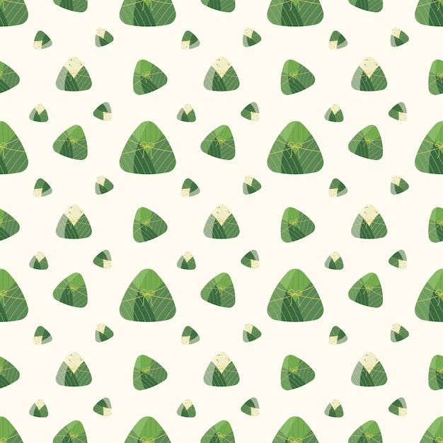 El patrón sin costuras del Festival del Barco Dragón con hojas de bambú de color verde decorativas de arroz zongzi