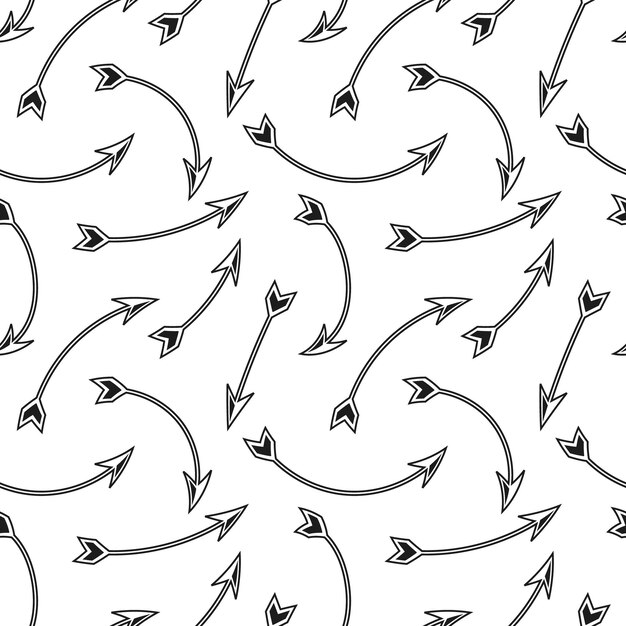 Patrón sin costuras con flechas abstractas Diseño en blanco y negro Vector de textura de fondo de impresión
